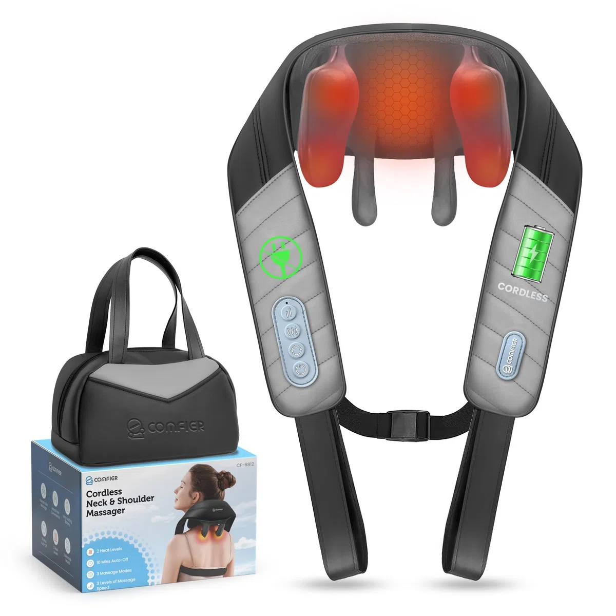 COMFIER Masseur 4D Cou Épaules Chaleur, Coussin Massage Shiatsu Sans Fil