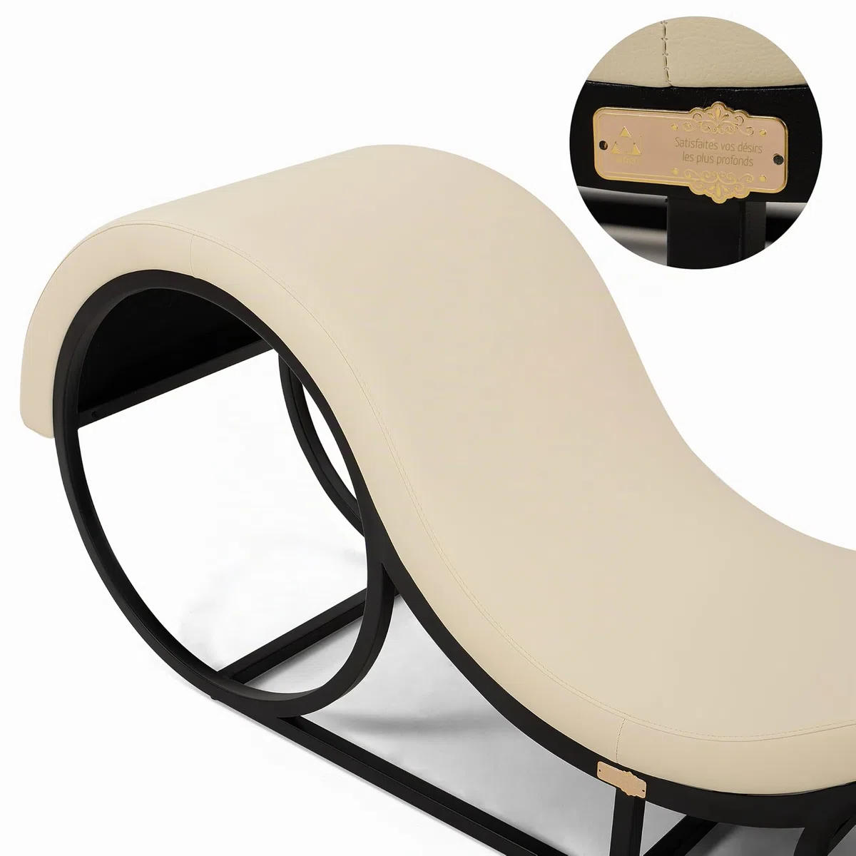 Méridienne Fauteuil Tantrique Canapé Relax Yoga Sexe Oreiller Coussin Lombaire PU Cuir Cadre Métal Largeur 50 cm