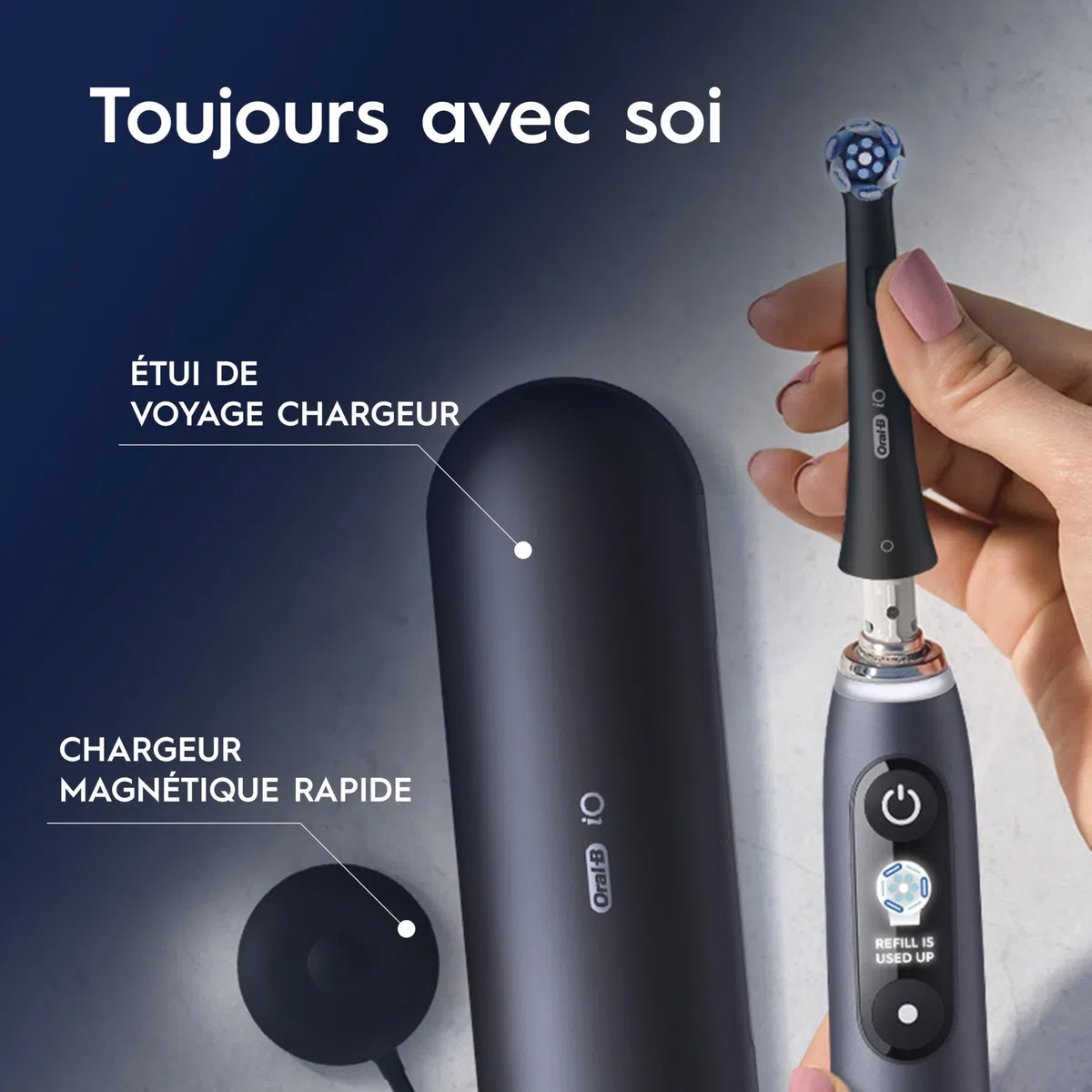 Oral-B iO 9 Brosse A Dents Electrique Noire Edition Speciale, 7 Modes De Brossage Avec Blancheur, Soin Des Gencives, 16 Zones De Nettoyage, 2 Brossettes De Rechange Oral B, Chargeur, Etui Voyage