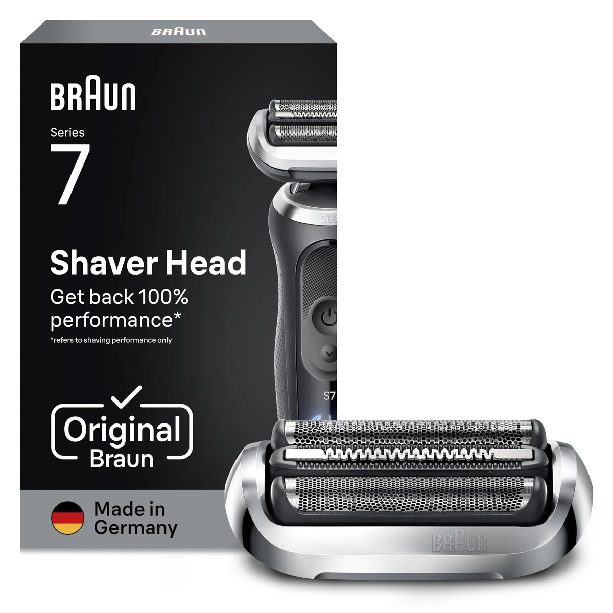 Braun Tête De Rasoir Electrique Homme Series 7 74S ORIGINALE, Argent, Remplacement De La Grille Pour Un Rasage De Près, Lames Flexibles, Elément De Rechange OFFICIEL Pour Rasoirs 70, 71, 72