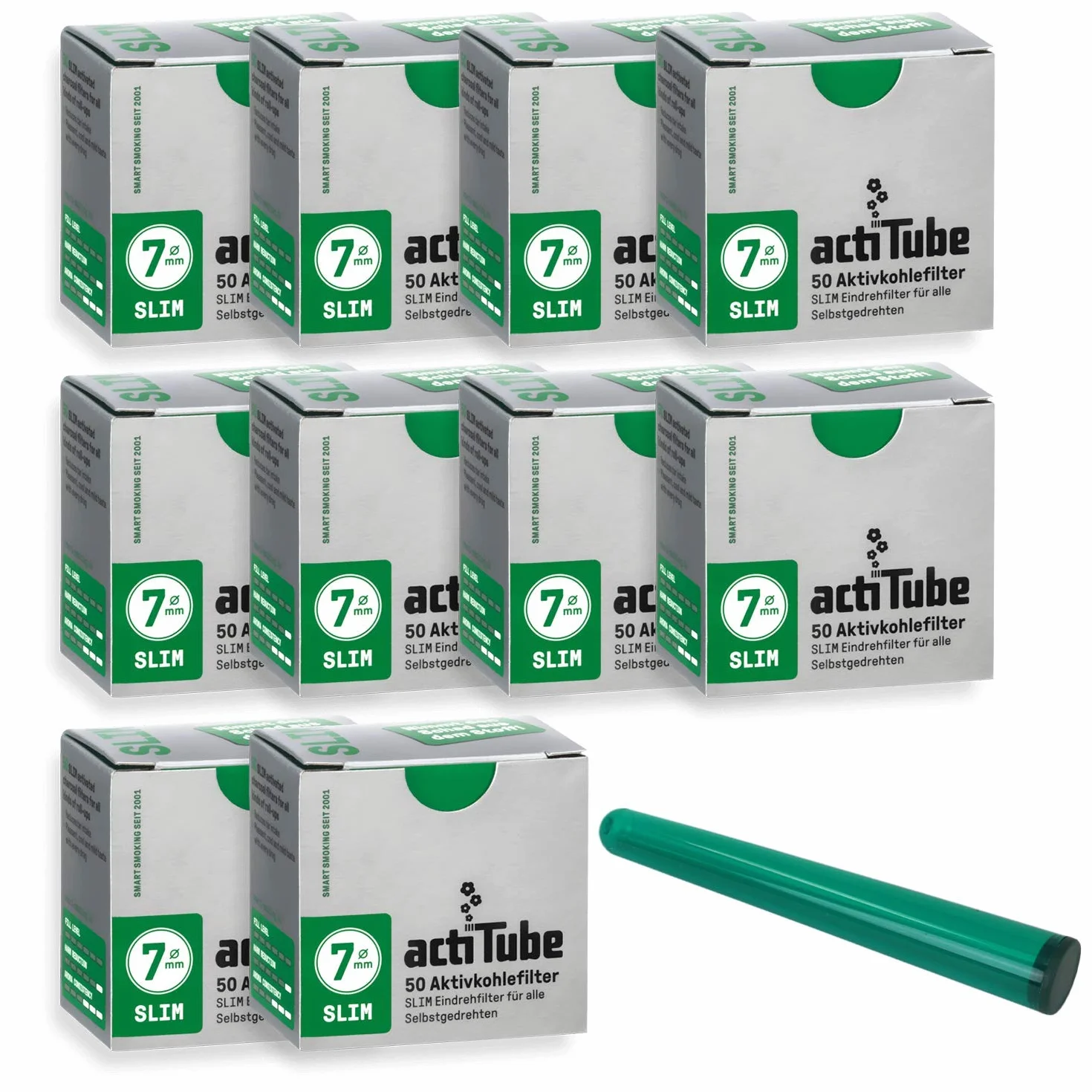 actiTube Kit de filtres à charbon actif Slim 7,1 mm 10x50 (500)