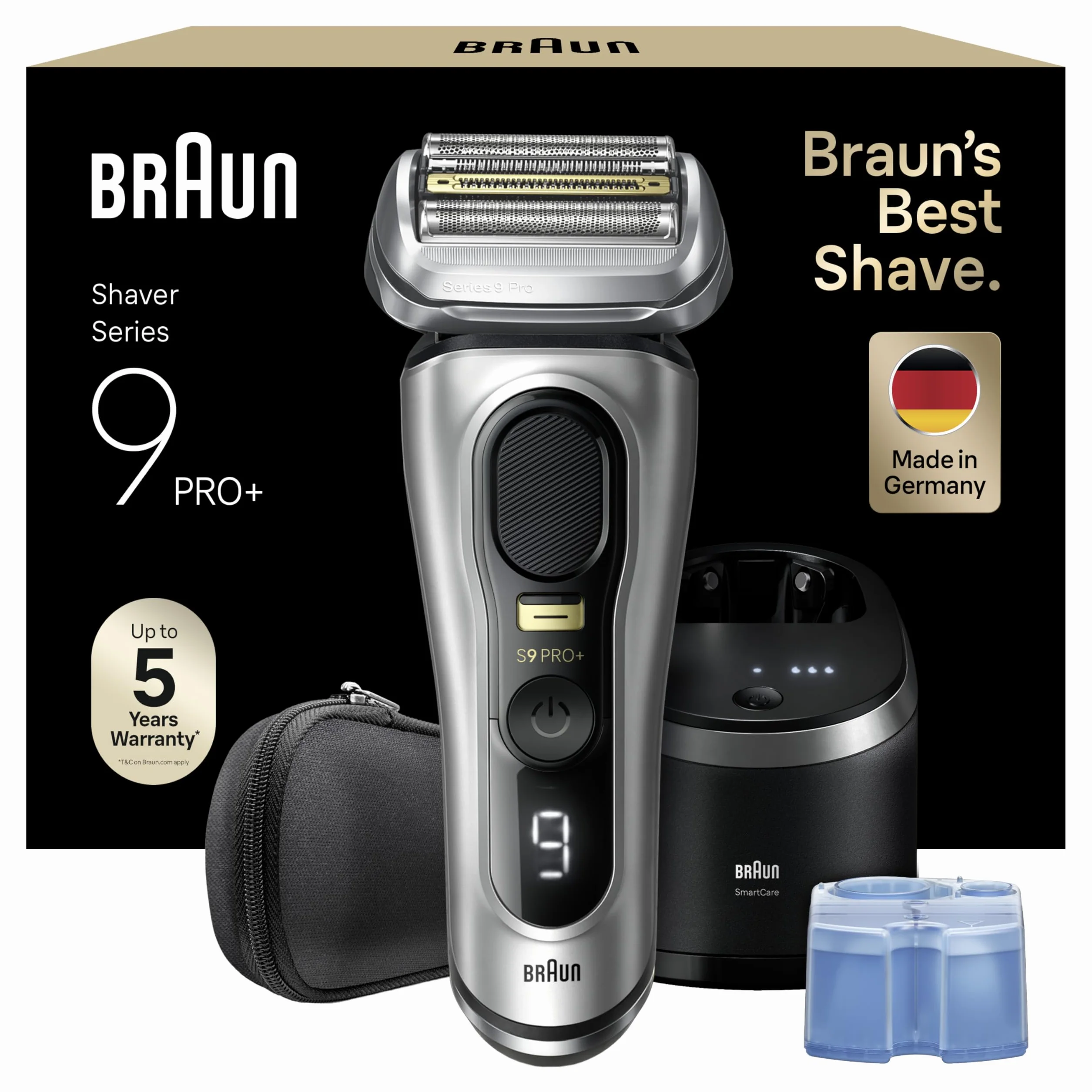Braun Rasoir Electrique Hommes Series 9 PRO+ 9467cc, Etanche, Lame ProLift, Tondeuse Pro Trimmer Pour Rasage De Précision, Kit Barbe Homme Avec 5 Eléments De Rasage, Coffret Avec Station De Nettoyage