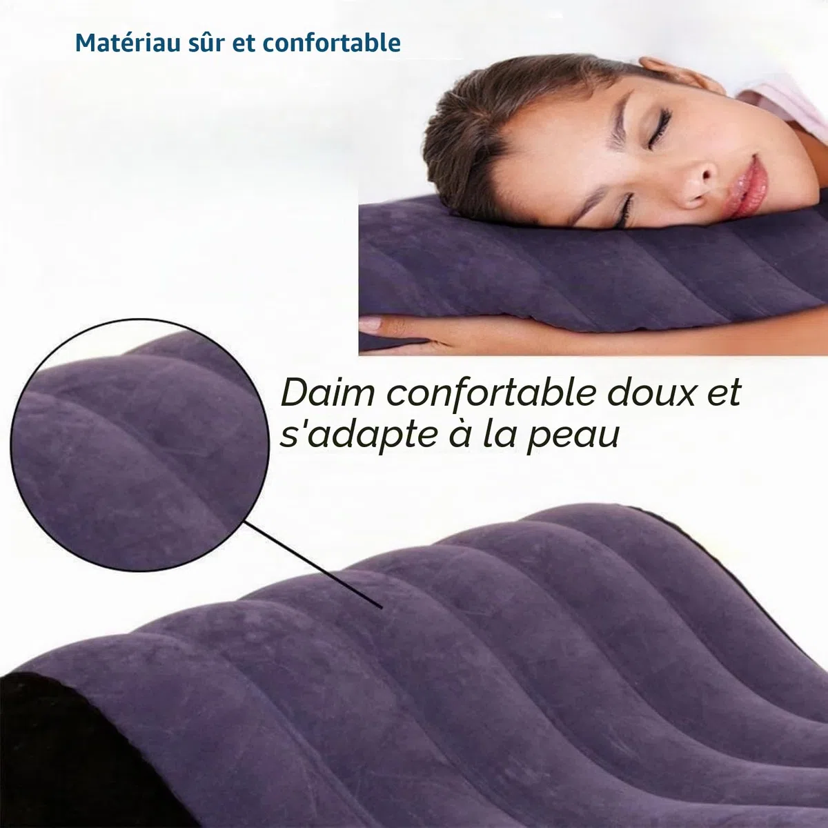 Coussin sexuel gonflable en PVC floqué pour positionnement des couples