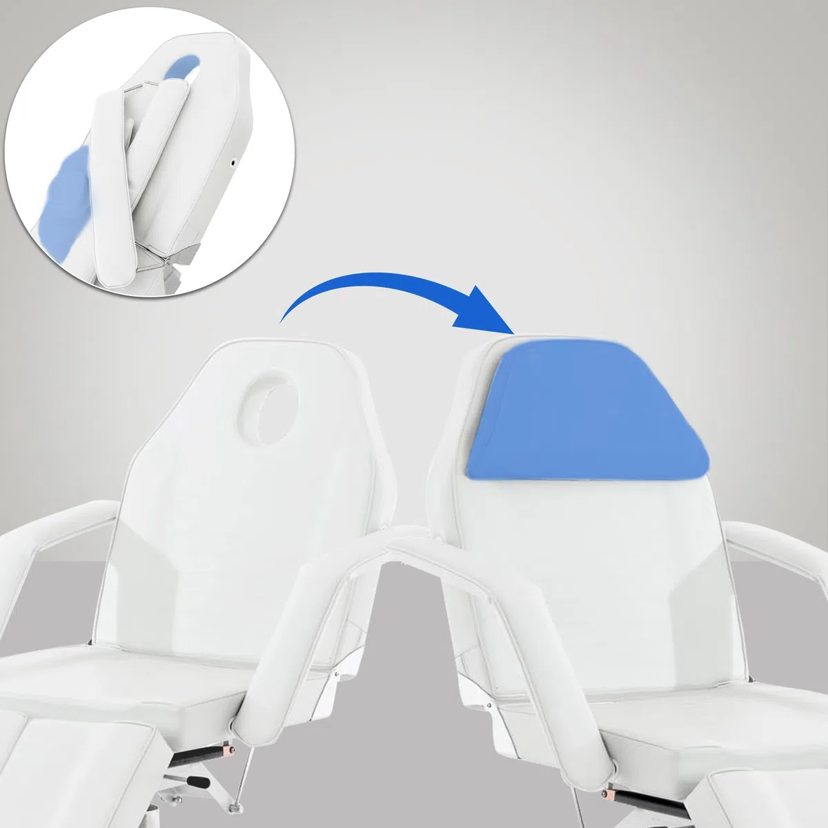 CLP Fauteuil De Massage Hydraulique Split V2 en Similicuir I Hauteur Réglable en Continue Accoudoirs Réglables Chaise Cosmétique Multifonction, Couleur:Blanc