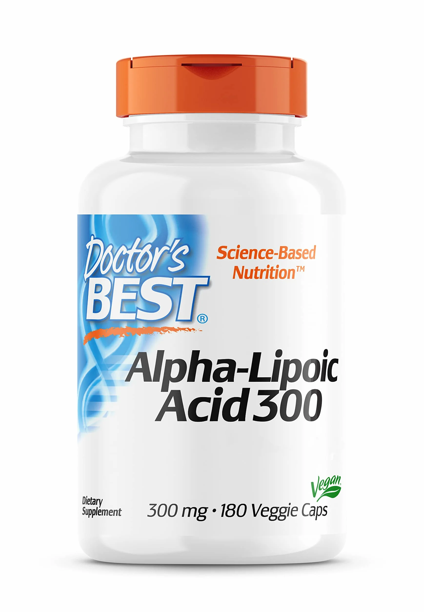 Doctor's Best, Alpha-Lipoic Acid (Acide Alpha Lipoïque), 300mg, 180 Capsules végétaliennes, Hautement Dosé, Testé en Laboratoire, Non-OGM, Sans Gluten, Sans Soja