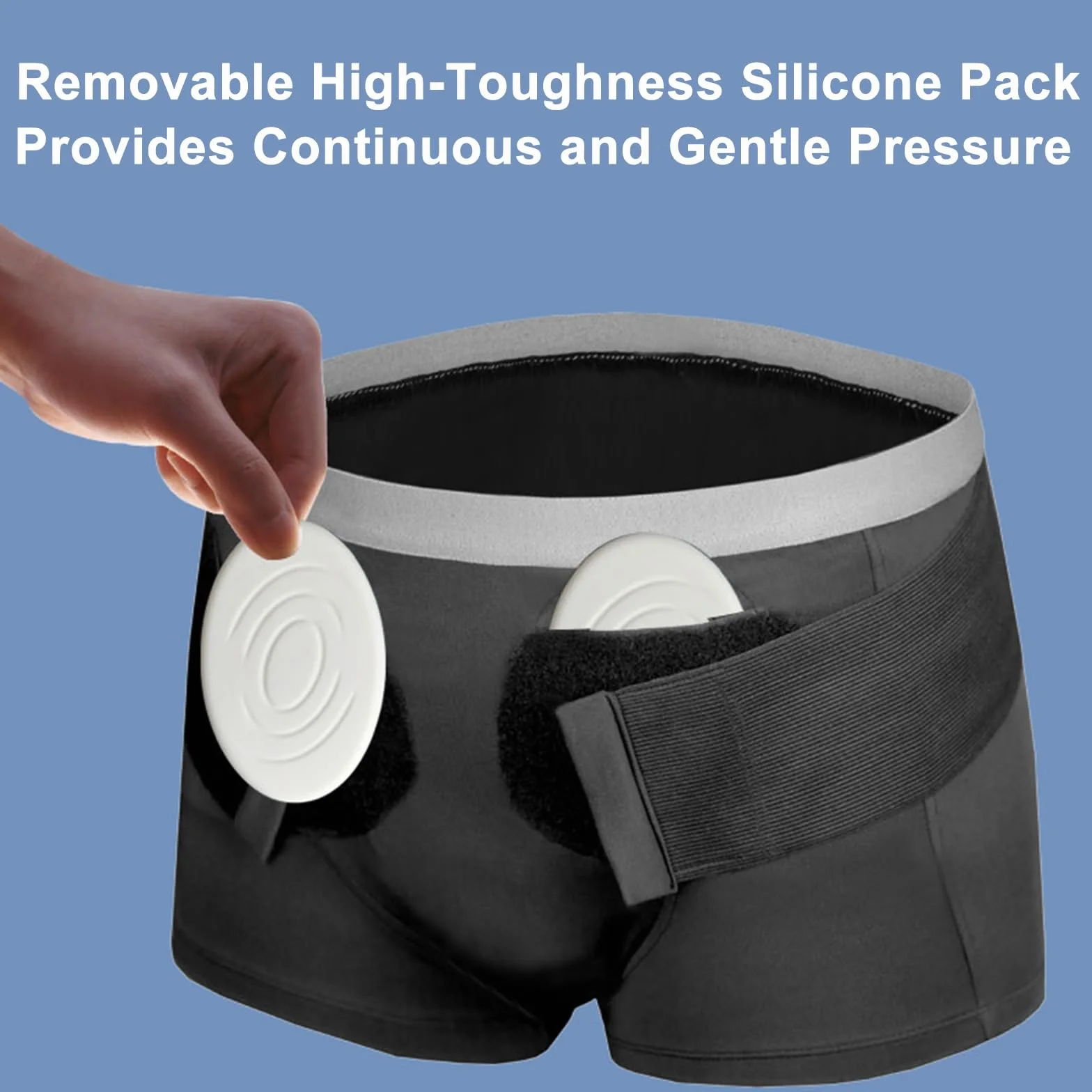 Ceinture Hernie Inguinale Homme, Culottes de Soutien pour Hernie avec 2 Coussinets de Compression Amovibles, Ceinture Abdominale Réglables pour Hernie Inguinale Simple/Double(M)