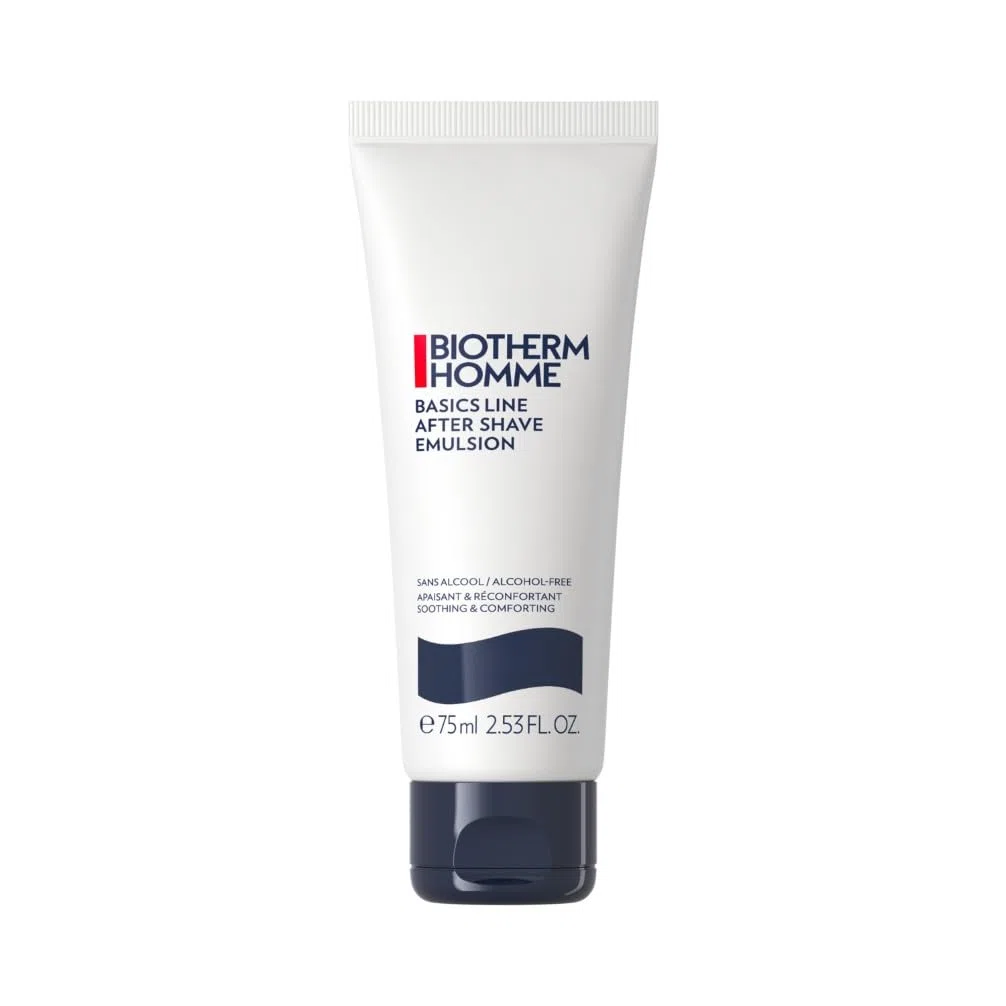 BIOTHERM HOMME Basics Line After Shave Emulsion, Après-rasage Apaisant sans alcool, pour peaux normales à sèches, anti-irritations post-rasage, peau hydratée et élastique, 75 ml