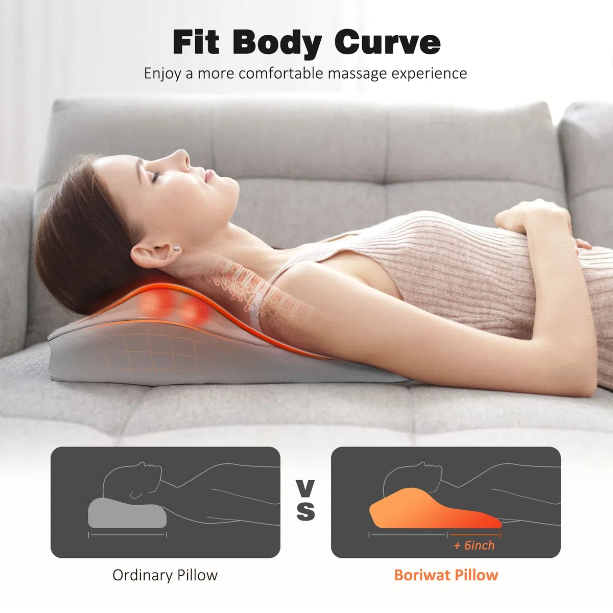OMASSA Masseur Cervical avec Coussin Chauffant, Massage Dos et Cou, Soulage Douleurs Musculaires Cou, Épaules, Dos, Jambes et Pieds, Idéal Cadeaux pour Homme/Meres/Pere/Grand Mere
