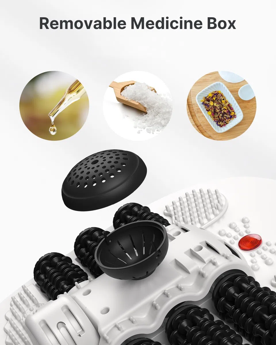 RENPHO Bain de Pieds Hydromasseur avec Chauffage Rapide, Massage Automatique, Jets de Bulles Puissants, Rouleaux Shiatsu