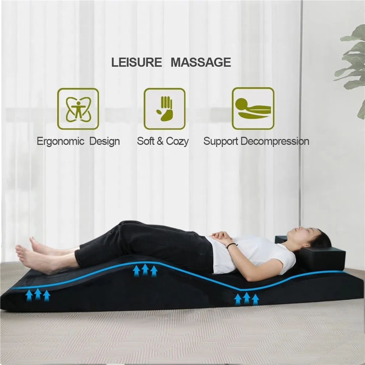 Matelas À Cils À Vagues Incurvées Salon de beauté Extension de Cils incurvée Surmatelas de lit Table de Massage en Velours Matelas for Cils Lit for Salon de beauté(Black Mattress)