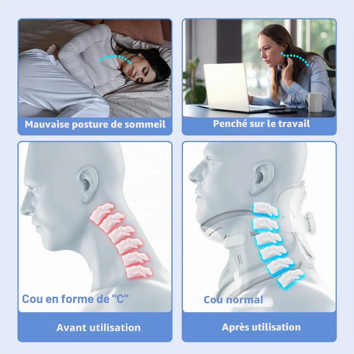 Holdsound Dispositif de traction cervicale, un appareil de traction du cou réglable manuellement, qui soulage efficacement les douleurs au cou, facile à utiliser, utilisé debout, assis ou en