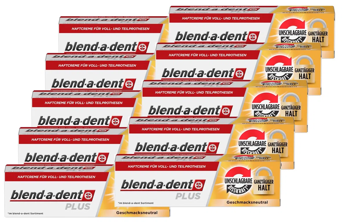 Blend-a-dent 10 x 40 g de crème adhésive Plus Premium - sans Parfum - Duokraft