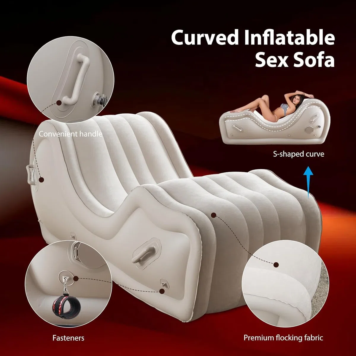 Canapé Gonflable Automatique avec Pompe Intégrée pour Couple – Meuble Érotique avec Support G-Spot