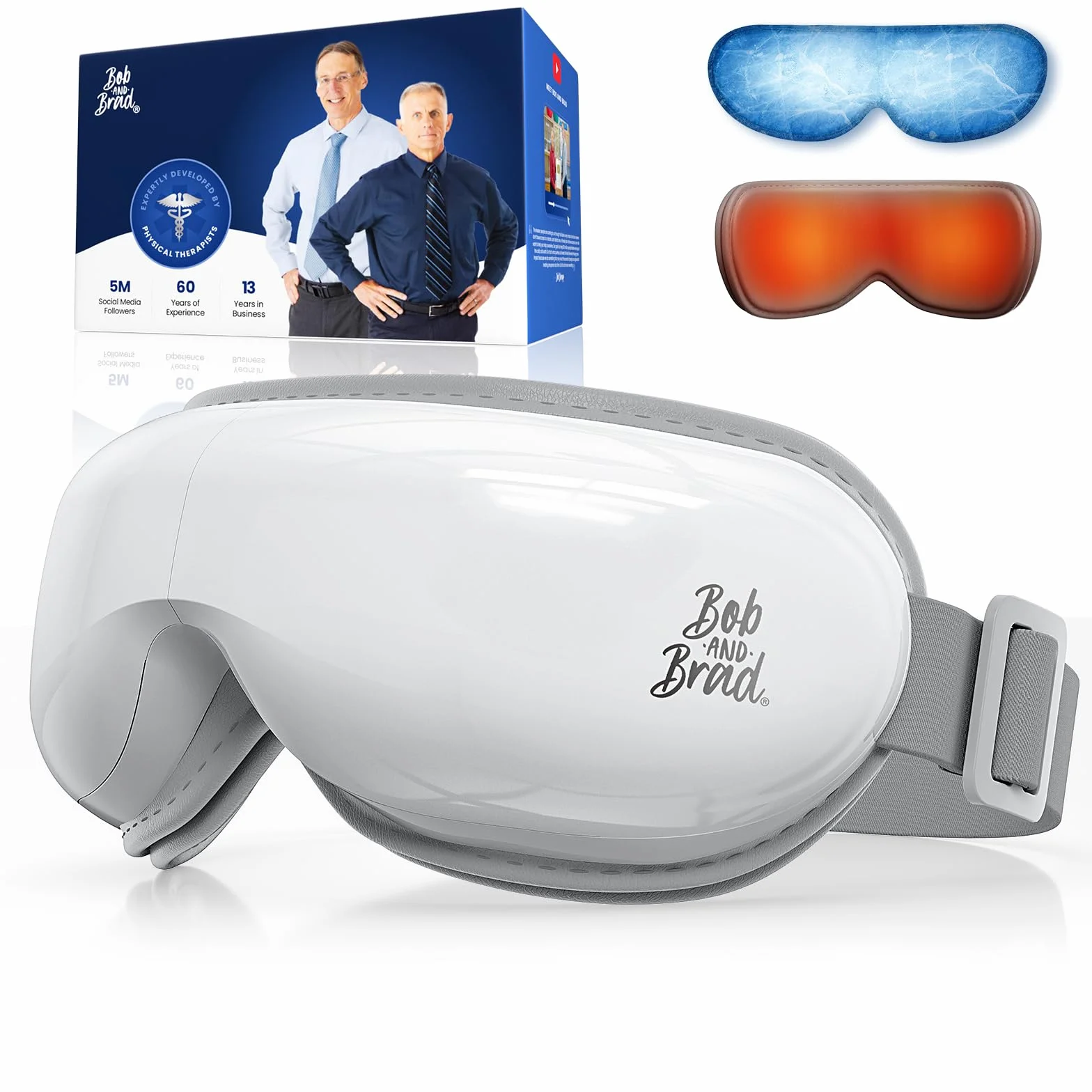 Bob and Brad Masque Massage Yeux, EyeOasis 3 Masseur Oculaire Chauffant avec Musique, Masque Gel Rafraîchissant, Migraine et Yeux Fatigués, Cadeau Fête des Pères Anniversaire Homme Femme