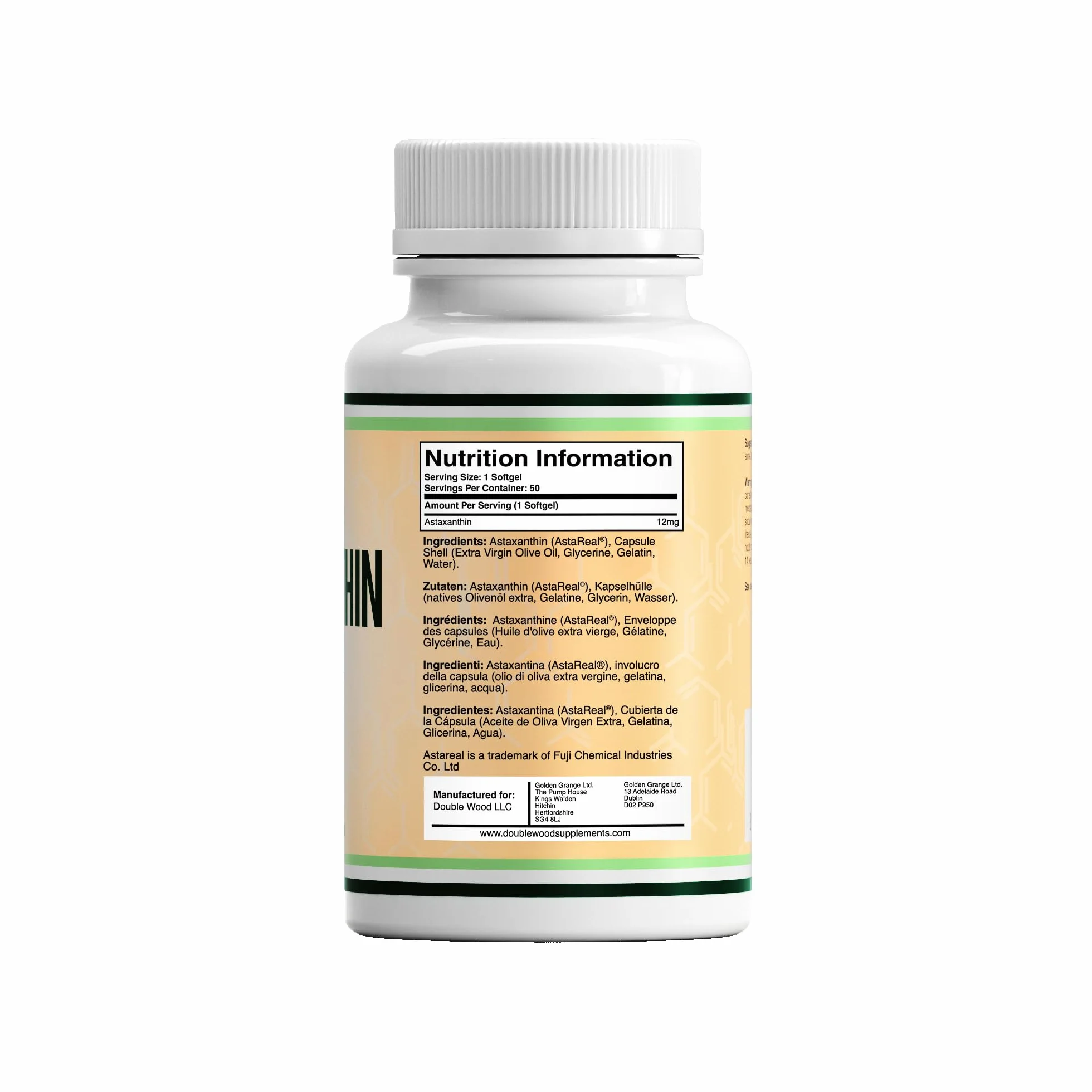 DW Astaxanthin | 50 Capsules Molles - 12 mg Astaxanthine par Portion | Complément Antioxydant Haute Teneur | Sans OGM Sans Gluten | Fabriqué au Royaume-Uni