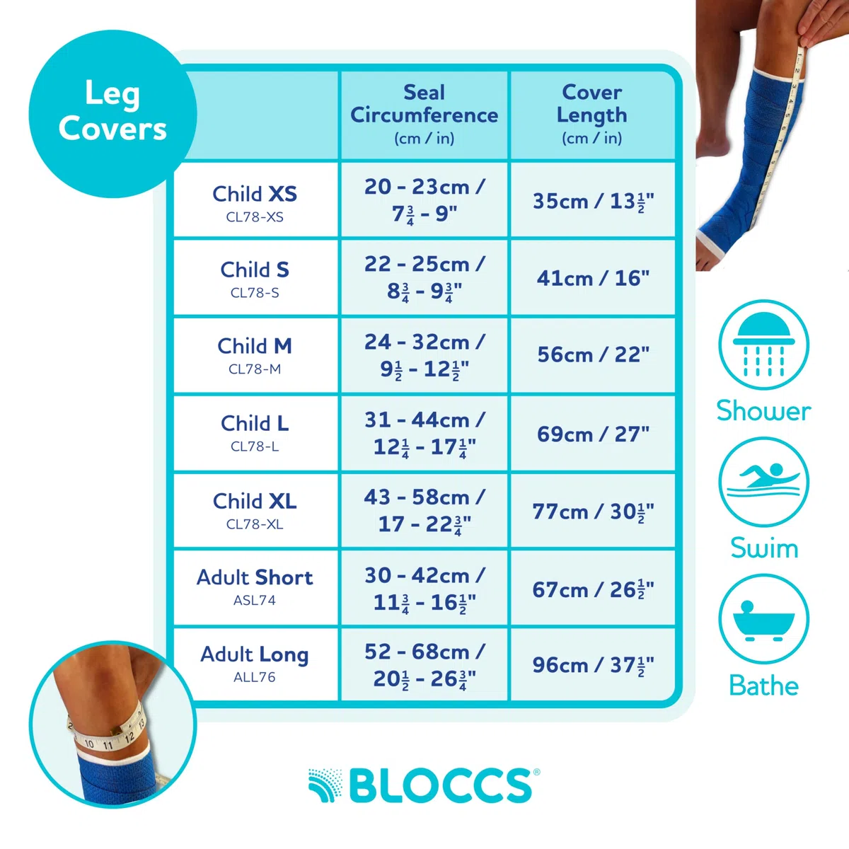 Bloccs Protège-plâtre pour enfant 100% étanche - Jambe (M)