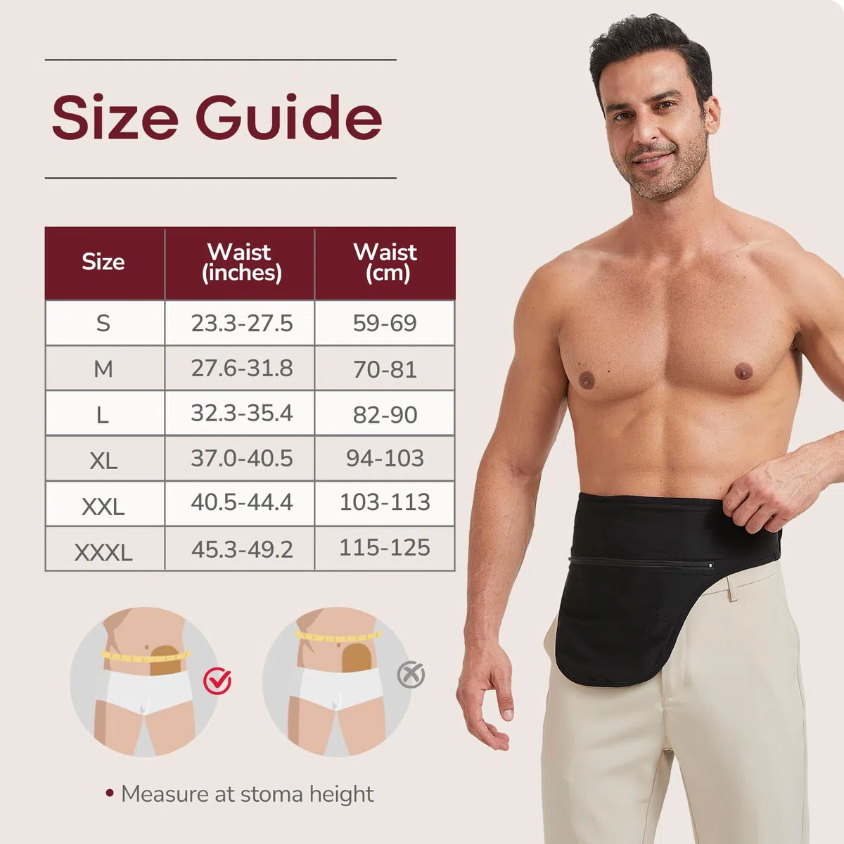 DERAYMI Ceinture de stomie invisible pour colostomie & ileostomie, soutien homme femme nageant en plein air XL
