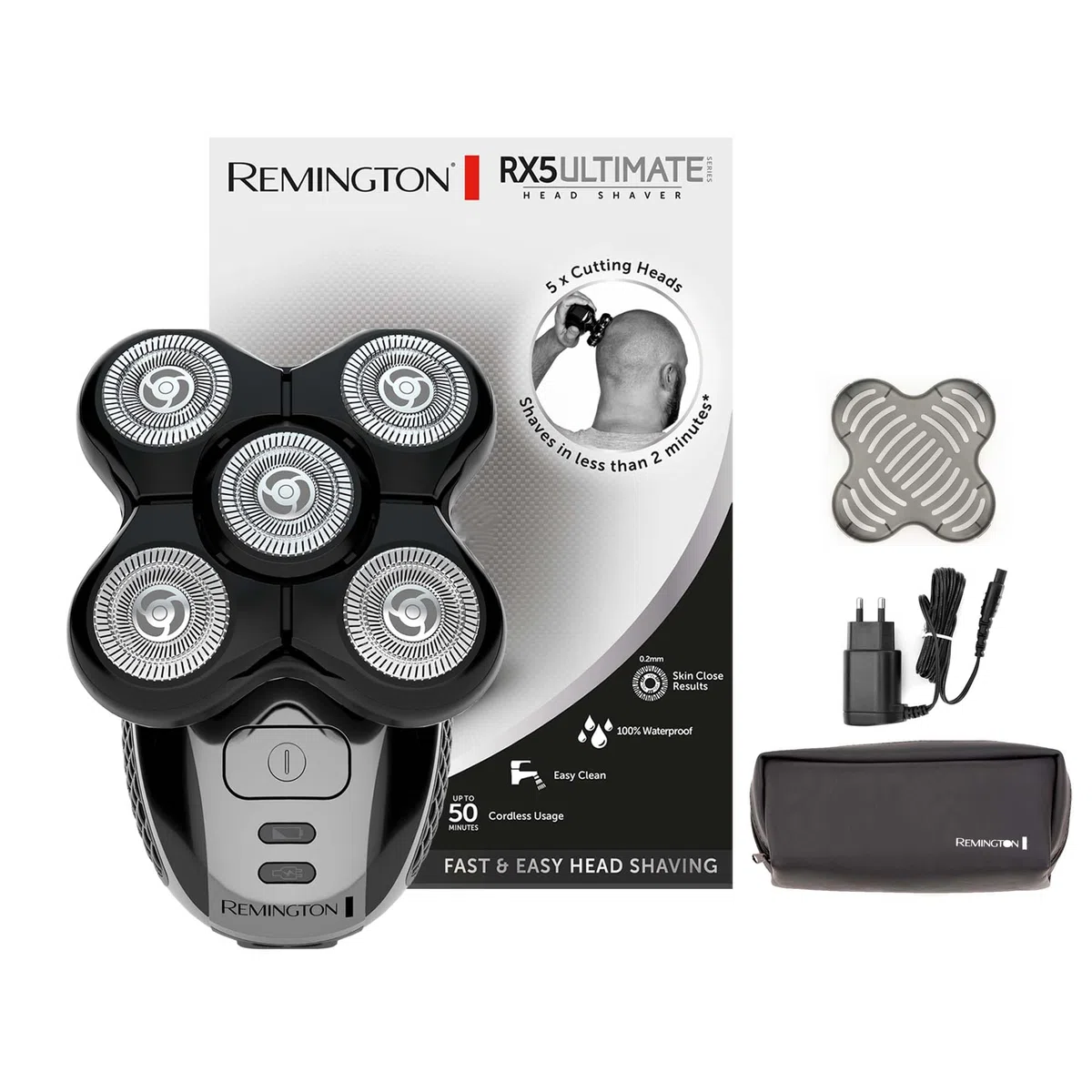 Remington Tondeuse XR1501 Rasoir électrique RX5 Ultimate 5 têtes rotatives flexibles sans Fil 50min Wet&Dry