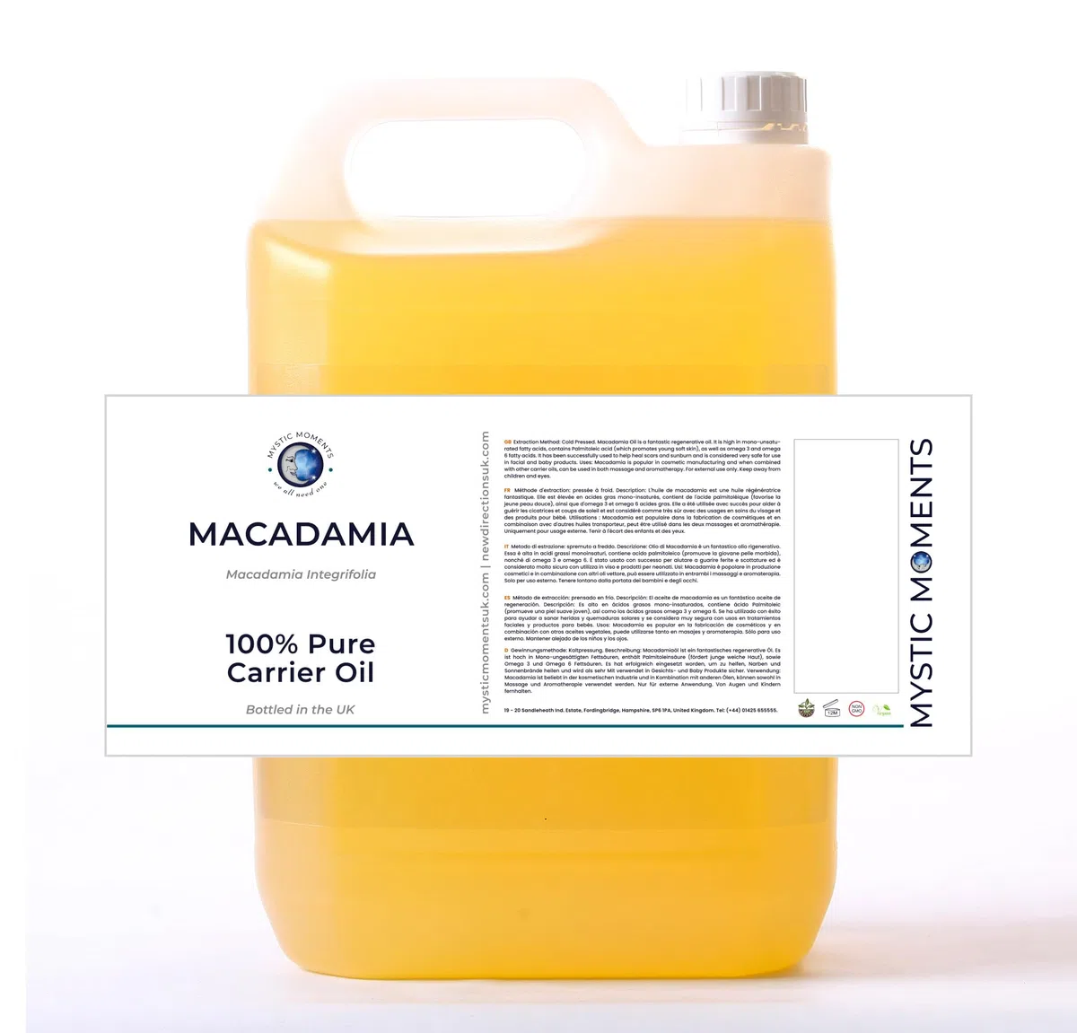 Mystic Moments Huile de support macadamia - 5 litres - 100% pure