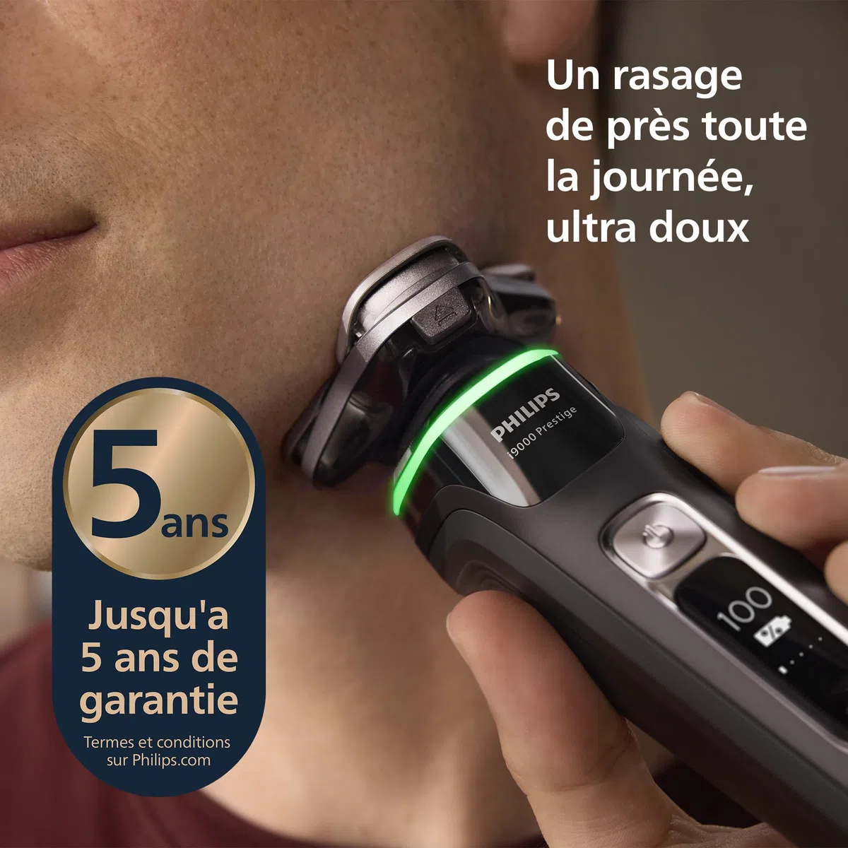 Philips Rasoir i9000 Prestige, Rasoir électrique sec et humide, Technologie Skin IQ, Système Triple Lift & Cut, Lames Dual SteelPrecision rotatives 360°, Pod nettoyage rapide