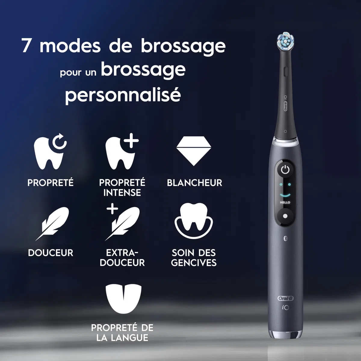 Oral-B iO 9 Brosse A Dents Electrique Noire Edition Speciale, 7 Modes De Brossage Avec Blancheur, Soin Des Gencives, 16 Zones De Nettoyage, 2 Brossettes De Rechange Oral B, Chargeur, Etui Voyage