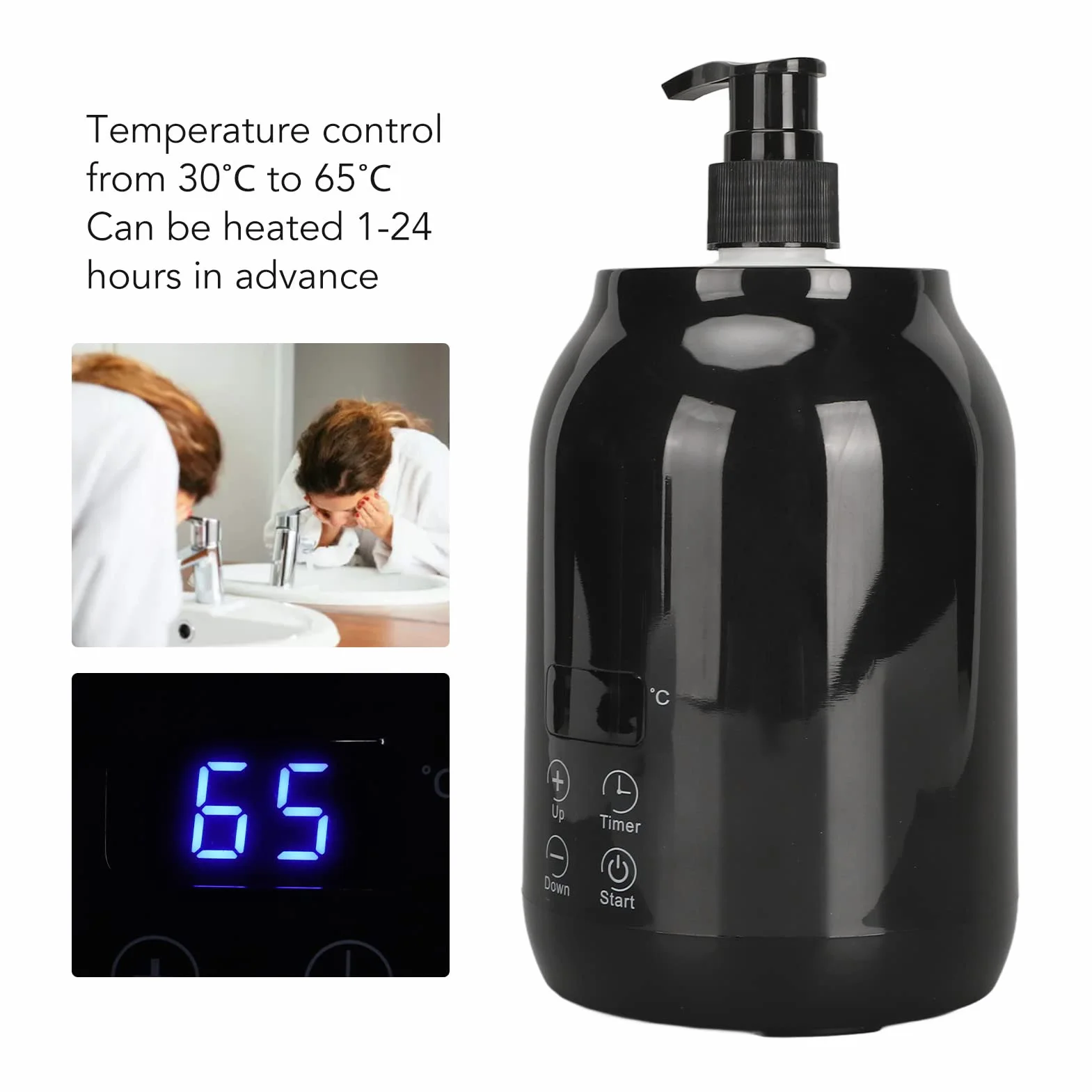 Chauffe-huile de Massage, Chauffe-huile Essentielle, Distributeur de Lotion Chauffante, Affichage LED, Réglage de la Température, Chauffe-bouteille D'huile de (Prise UE)