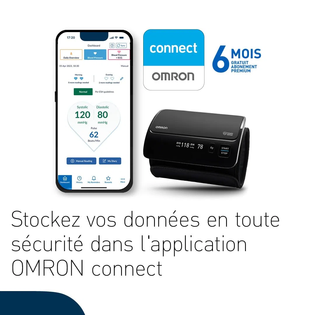 OMRON EVOLV Appareil tension artérielle bras – Conception tout-en-un – Tensiomètre bras avec détection de pulsation cardiaque irrégulière – Bluetooth – Avec OMRON connect appli