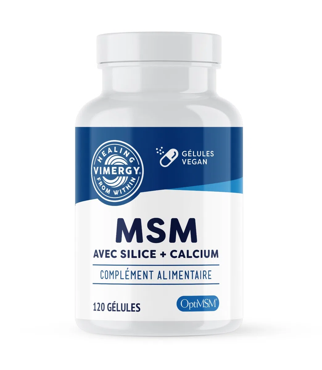 Vimergy MSM Gélules de 500MG, – MSM avec Calcium et Silice – Capsule Végétalienne sans Agent Gélifiant – Sans OGM, Gluten ni Gélatine - Casher (120 unités)