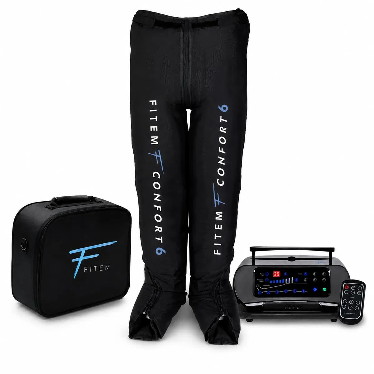 FITEM Pack Pantalon CONFORT 6 – Pressothérapie 6 Chambres – Massage Complet Bas du Corps – 8 Niveaux de Pression