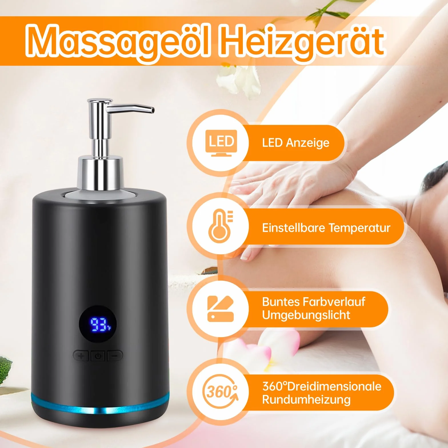 Chauffe Huile De Massage, 250 Ml électrique Chauffe Huile Pour Massage Avec 2 Bouteilles, Réchauffeur D'huile De Massage Température Réglable Chauffe Huile Pour Spa Salon Et Usage Domestique (Noir)