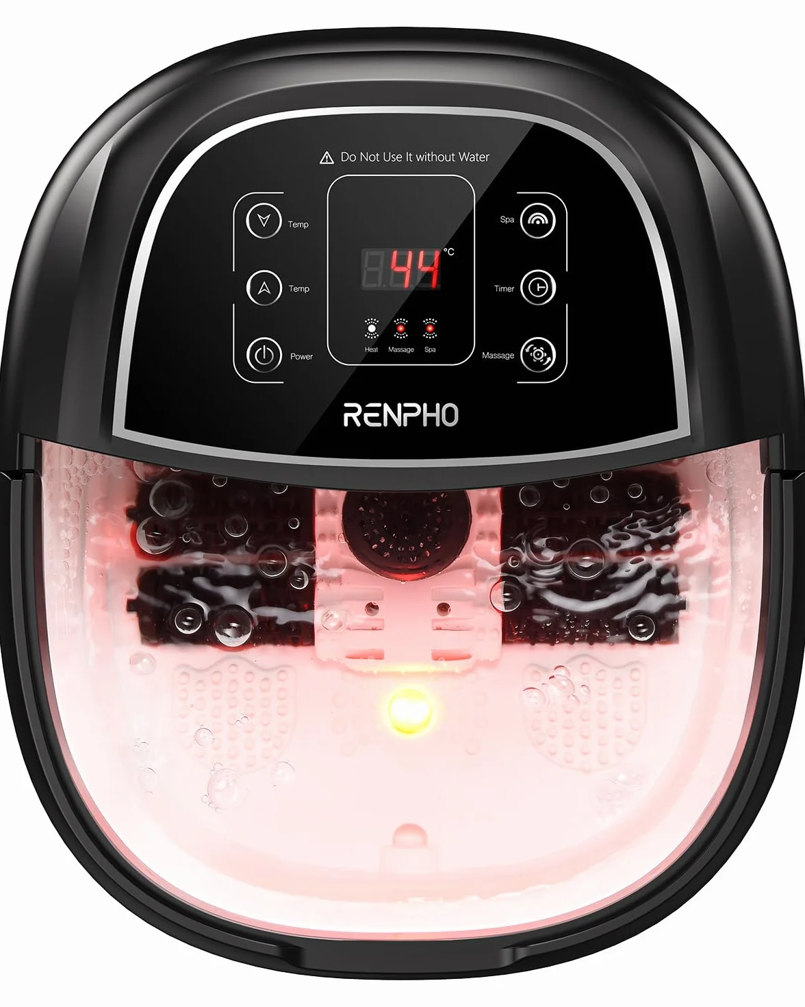 RENPHO Bain de Pieds Hydromasseur avec Chauffage Rapide, Massage Automatique, Jets de Bulles Puissants, Rouleaux Shiatsu