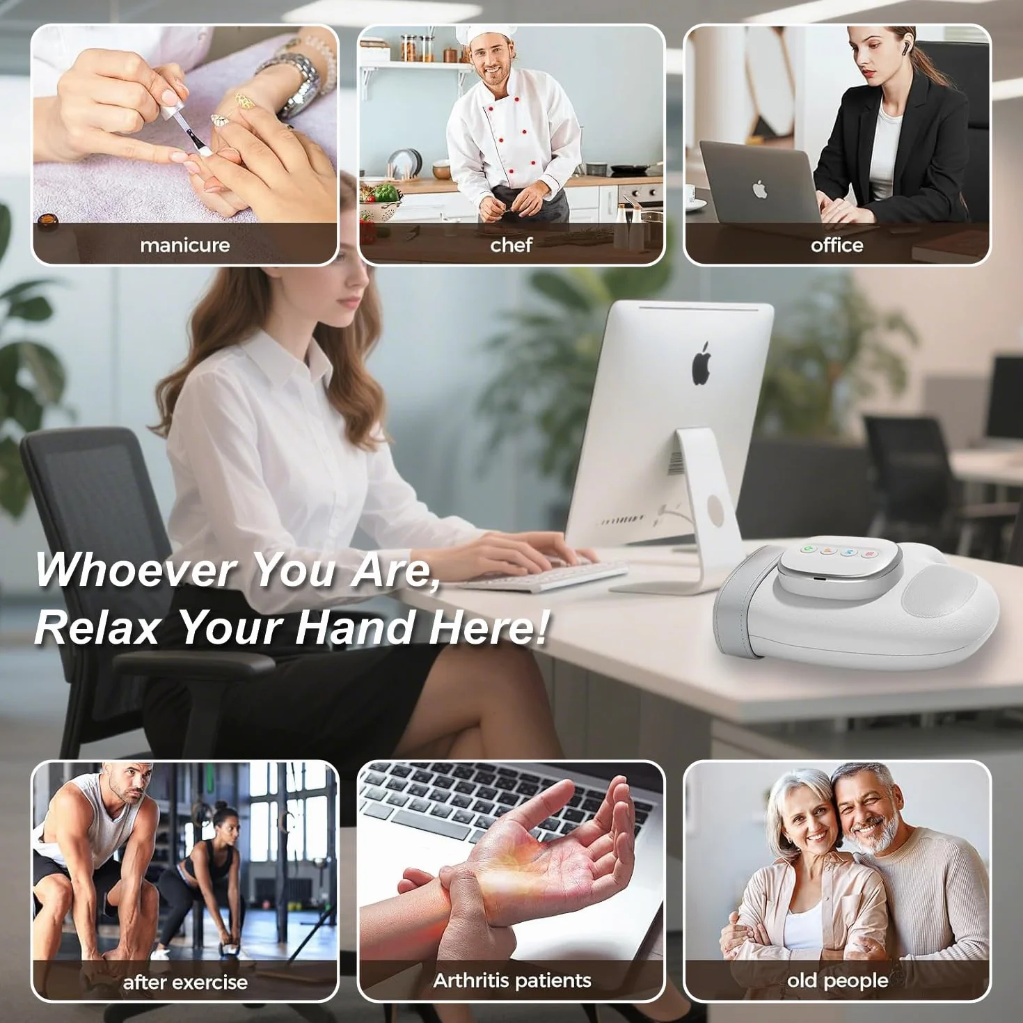 Masseur de main intelligent avec soulagement de la compression de la chaleur, pour l’arthrite et le soulagement du canal carpien,masseur électrique Shiatsu poignet/doigt/paume