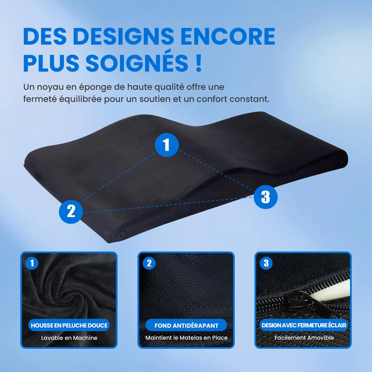 Surmatelas ergonomique incurvé en mousse à mémoire de forme pour table de massage pour salon de beauté (noir (avec housse de lit à cils), 180 x 60 cm)