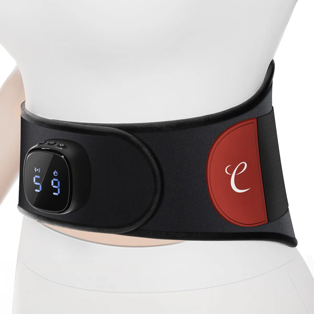 Comfytemp Ceinture chauffante pour le dos avec batterie 15 Wh avec USB, 9 niveaux de chaleur, 5 modes de vibration contrôle par simple pression d'un bouton et d'une application, ceinture