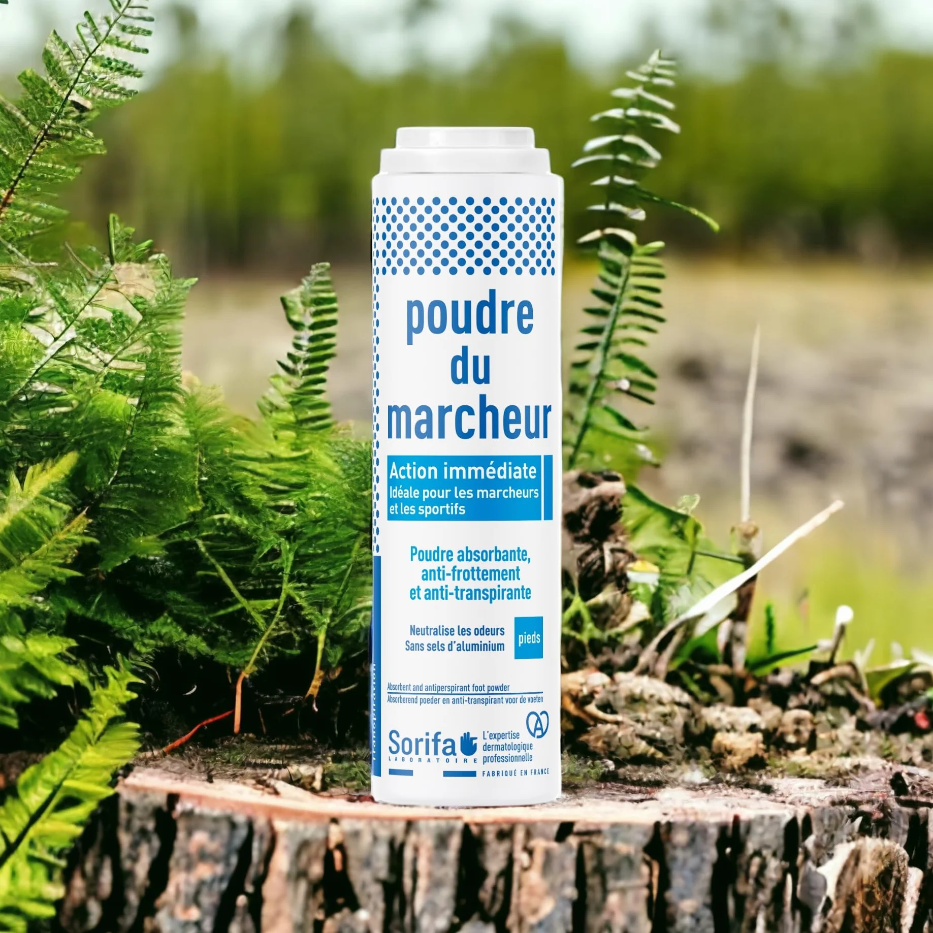 Lot de 3 - Poudre du Marcheur - Anti-transpirante - Absorbante - Pieds – Réduit la transpiration - Elimine odeurs et mycoses - Sans sels d’aluminium - Fabriqué en France - Poudreuse 100 gr