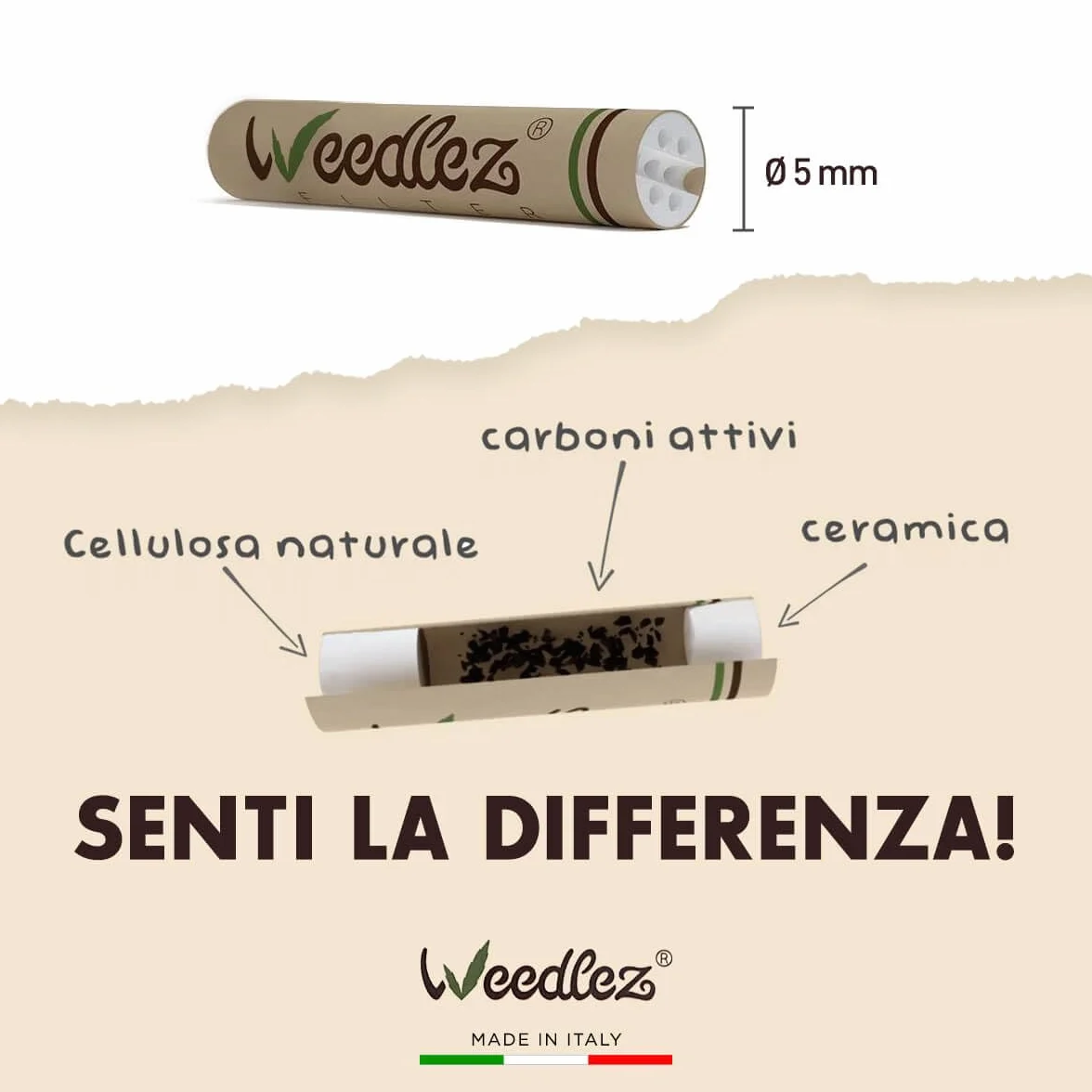 Filtres à charbon actif et cellulose naturelle Mister Canapa, lot de 250 pièces, diamètre 5 mm