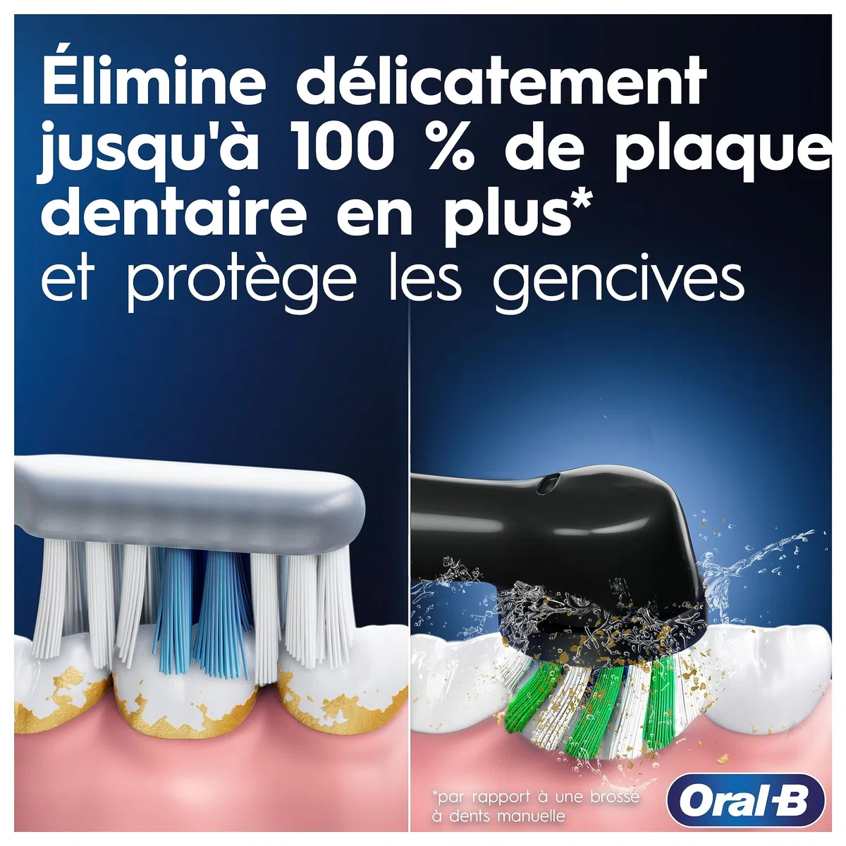Oral-B Pro 3500 Brosse À Dents Électrique Noire, Avec Un Capteur De Pression Pour Protéger Les Gencives Sensibles, Avec Des Accessoires, 1 Brossette Ronde, 1 Étui De Voyage, Conçue par Braun
