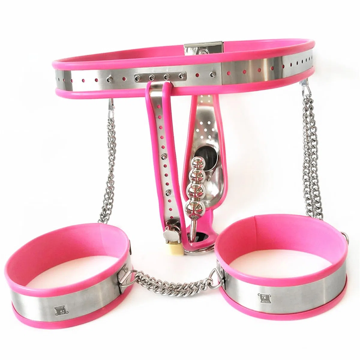 Ceinture de chasteté BDSM for hommes avec plug anal, colliers de bondage for les jambes, cage à pénis en acier inoxydable BDSM, dispositif de chasteté for hommes et couples(90cm-100cm)