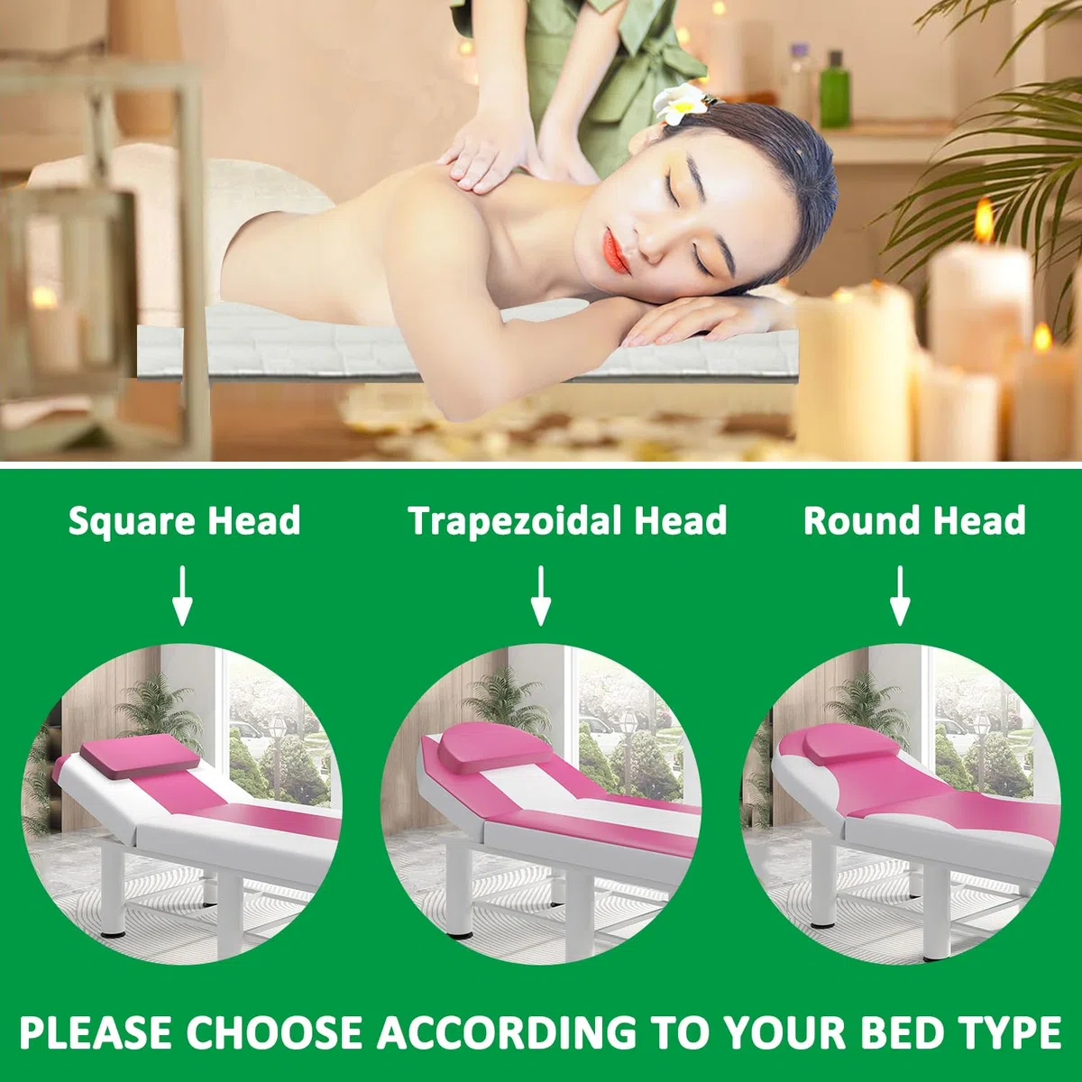 Surmatelas de table de massage en mousse à mémoire de forme, protège-matelas pour lits de massage, antidérapant, avec trous de ventilation et élastiques, tête carrée/ronde/trapézoïdale, épaisseur