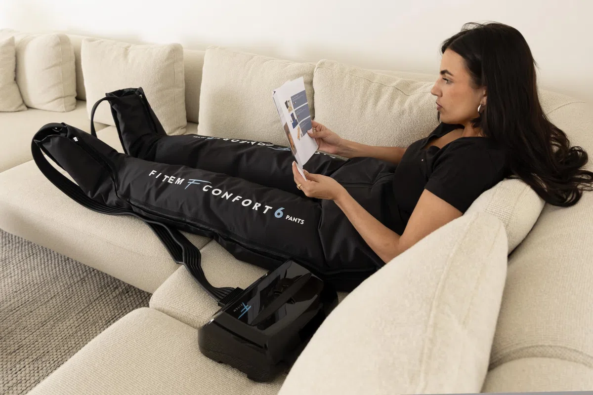 FITEM Pack Pantalon CONFORT 6 – Pressothérapie 6 Chambres – Massage Complet Bas du Corps – 8 Niveaux de Pression