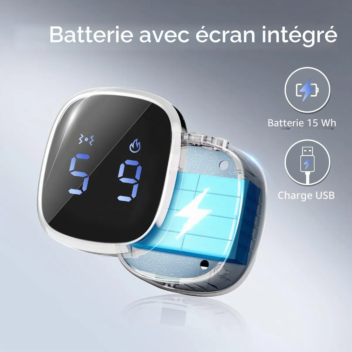 Comfytemp Ceinture chauffante pour le dos avec batterie 15 Wh avec USB, 9 niveaux de chaleur, 5 modes de vibration contrôle par simple pression d'un bouton et d'une application, ceinture