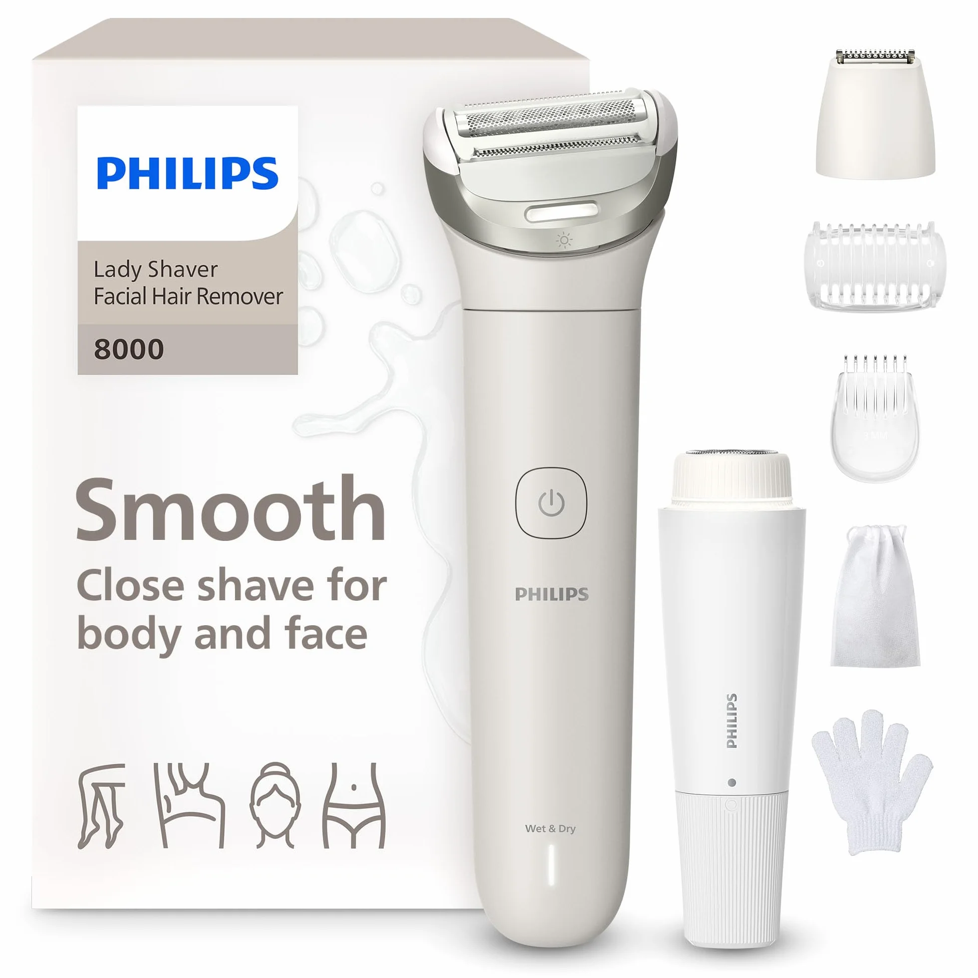 Philips Série 8000 Rasoir Sans Fil 3 Lames Tête Flexible Visage Jambes Corps Maillot Autonomie 100 min BRL159/00