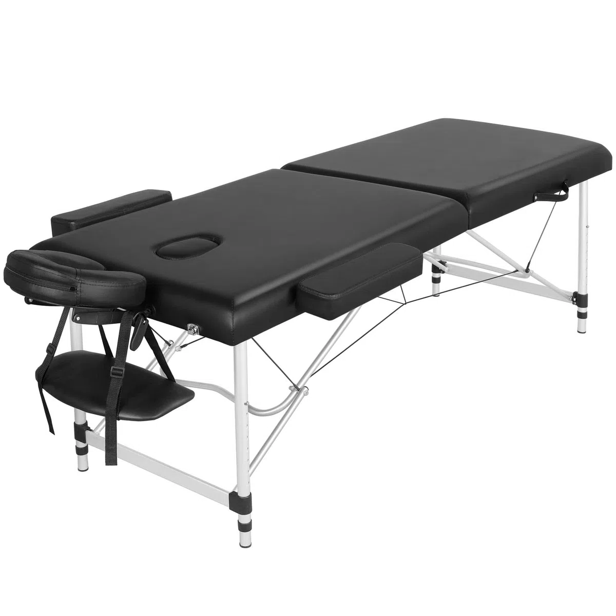 Yaheetech Table de Massage Pliante 2 Section 70 x 213 cm Lit de Massage Professionnelle Portable Aluminium Housse de Transport pour Thérapie Salon Massage