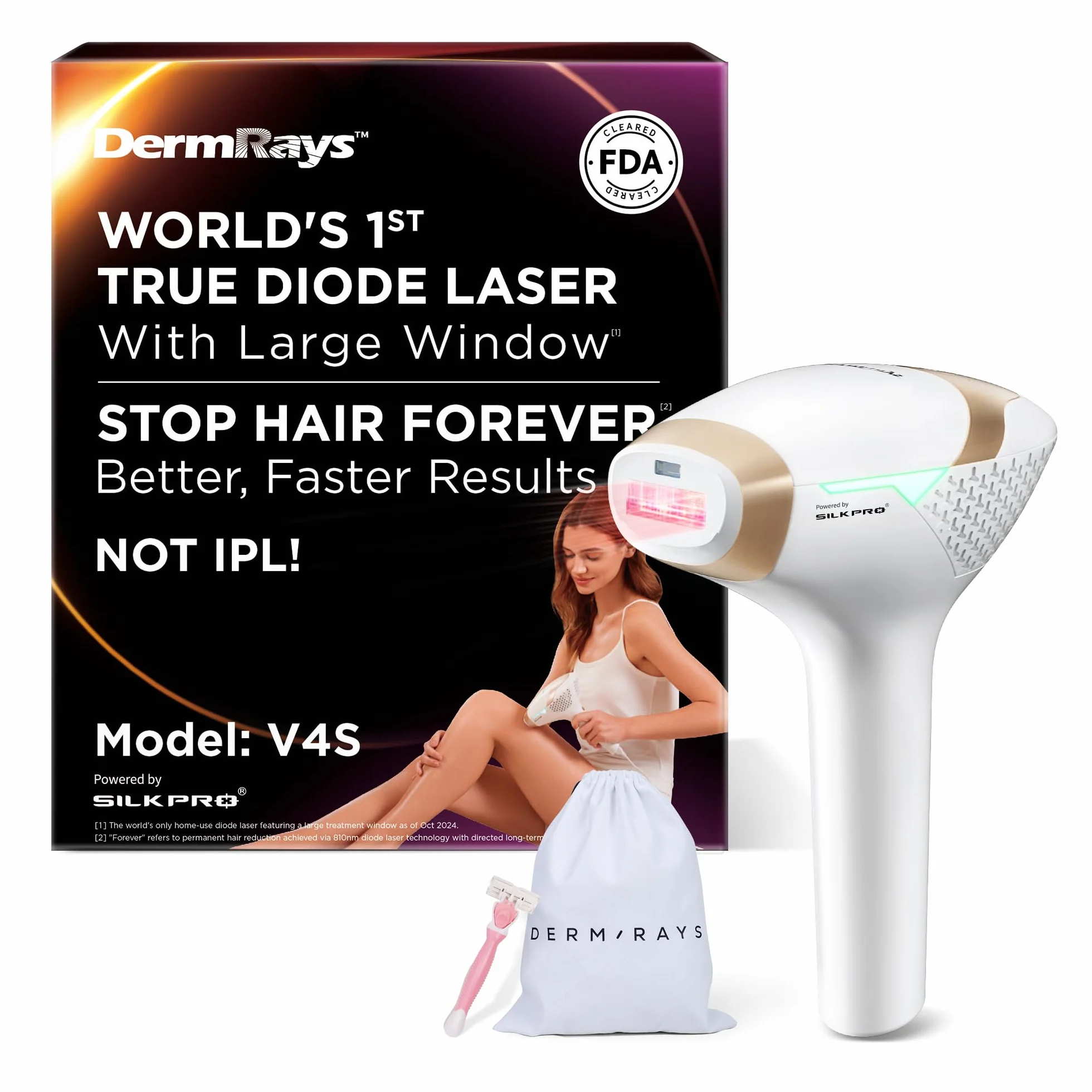 DermRays Épilation laser à diode 810 nm V4S teint 1-5 approuvé FDA système ICE-Cooling grand angle