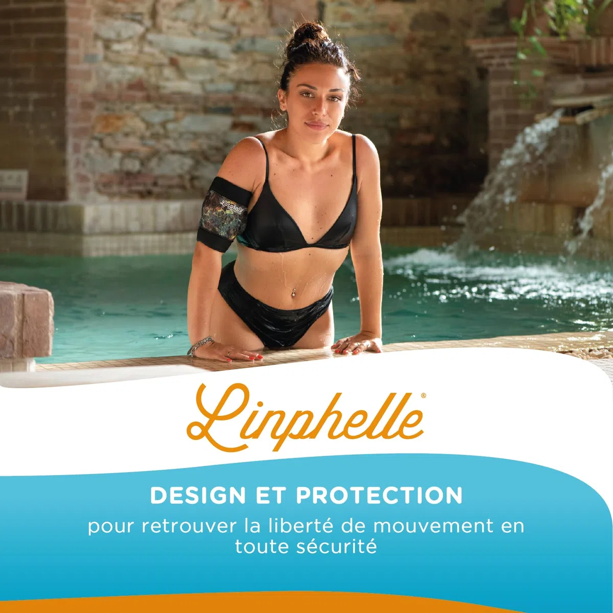 Manchon Bras en Microfibre pour Picc Line - Manchette Bras en tissu respirant et design, idéal pour PICC, Glucometre pour glycémie, Tatouage ou Blessures, Noir, Taille S