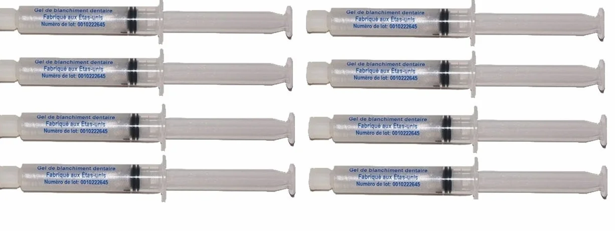 Gel blanchissant dents peroxyde de carbamide 80ML + 8x10ml non peroxyde USA