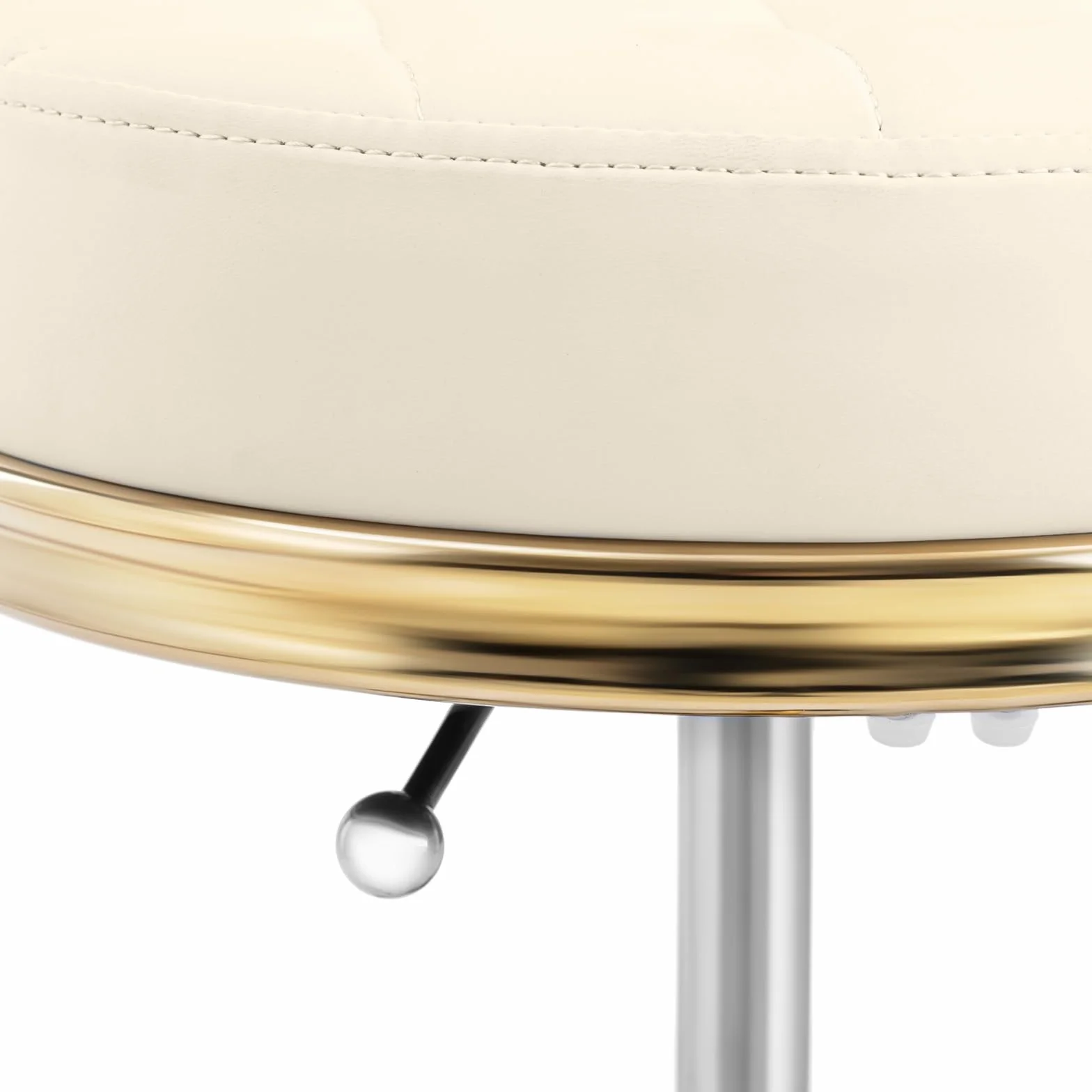 Physa Tabouret à Roulettes Professionnel Ergonomique - Beige/Doré - 51-66 cm - 150 kg - pour Coiffure