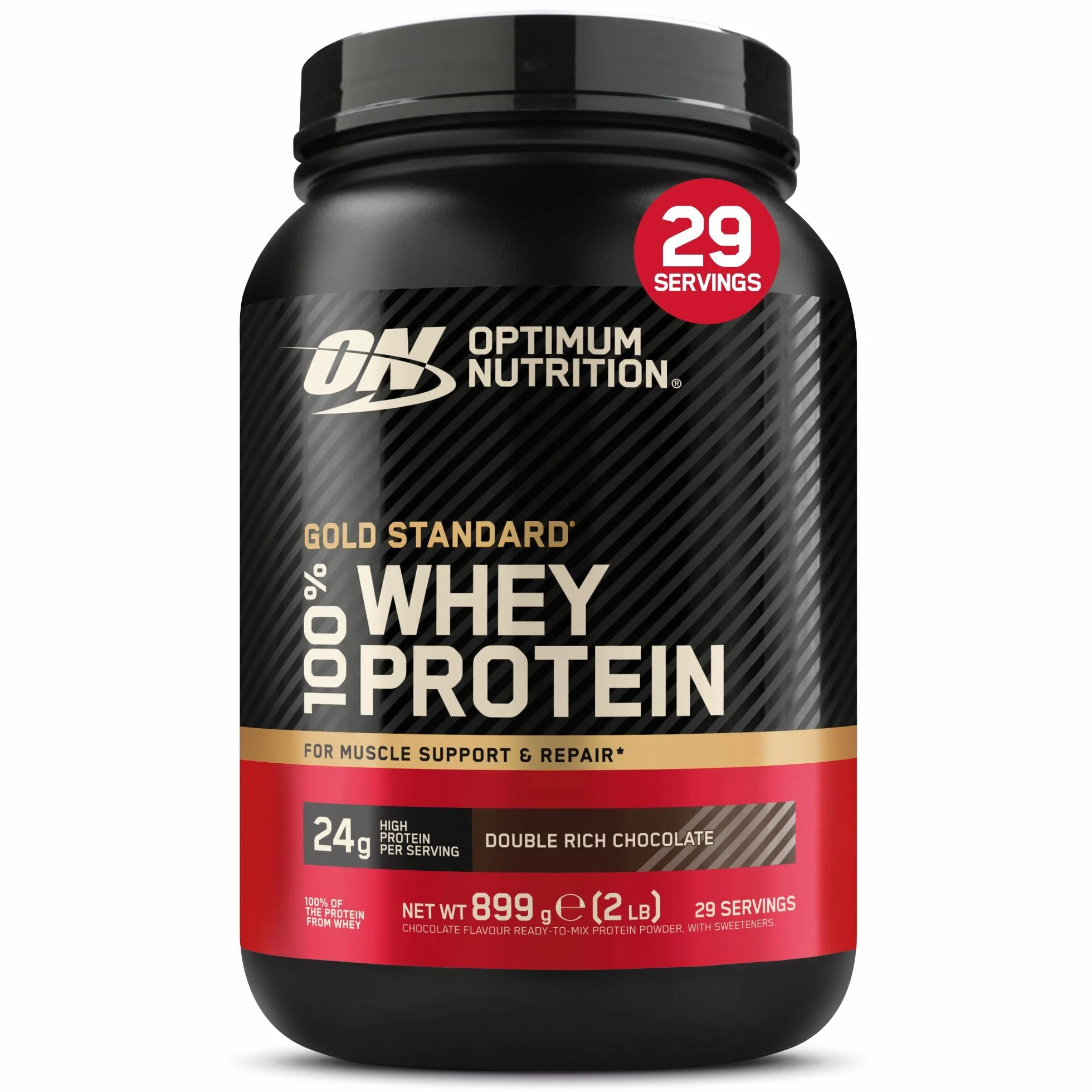 Optimum Nutrition Gold Standard 100% Whey Protéine en Poudre, Double Chocolat Riche, 899g