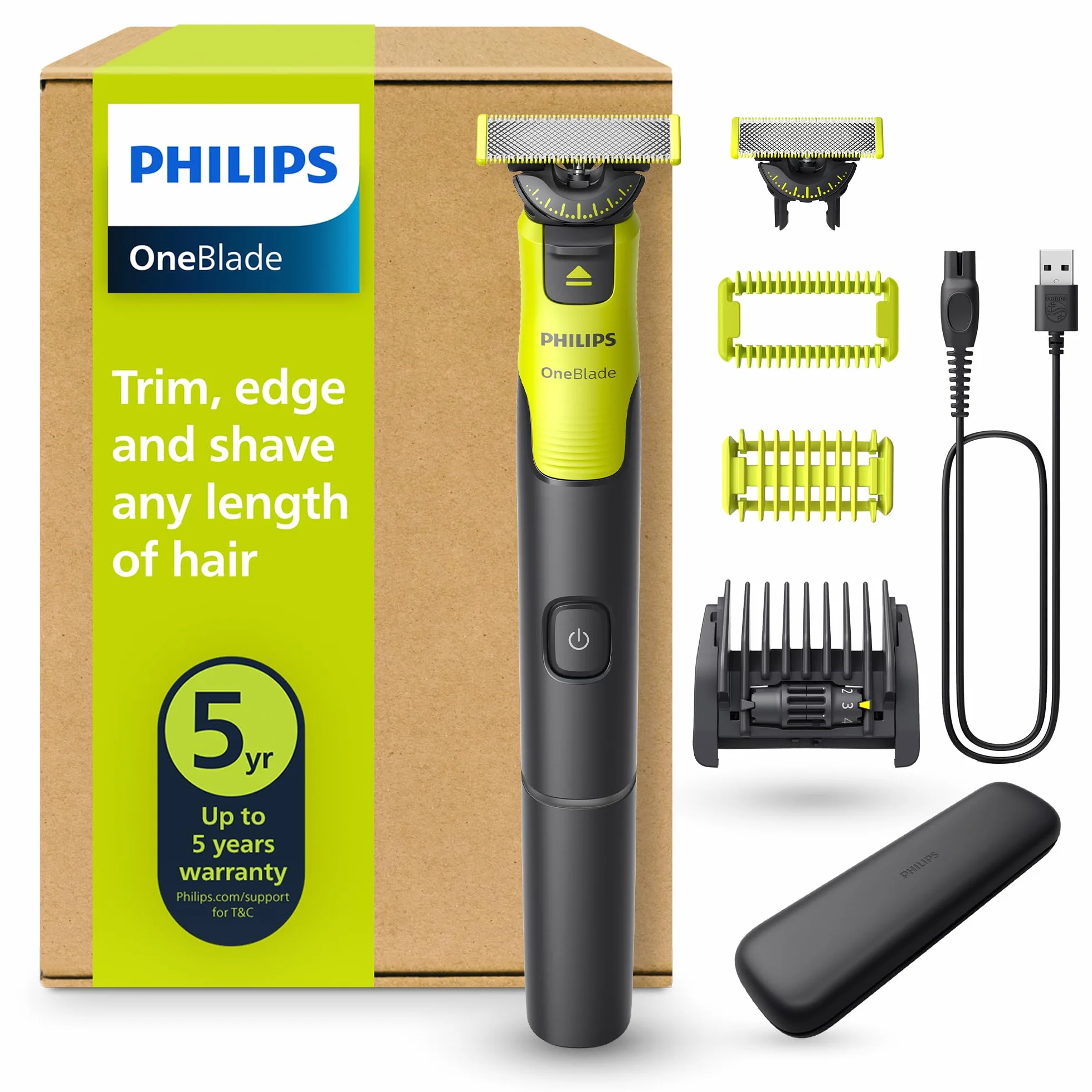 Philips OneBlade 360 Rasoir électrique Tondeuse à Barbe Technologie Lame 360 Connectivité Visage Corps