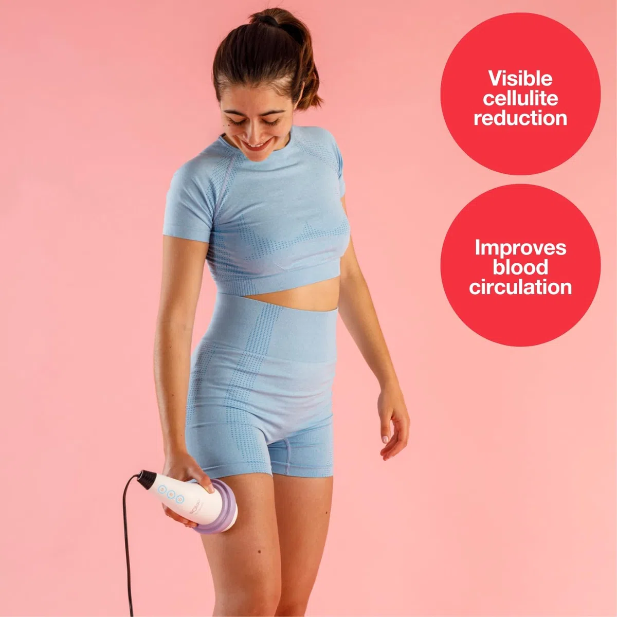 Solac - Appareil de massage anticellulite Sculptural | 1800–3000 RPM | Triple massage | Chaleur | 5 modes | 6 têtes | Design ergonomique | Arrêt automatique | Blanc